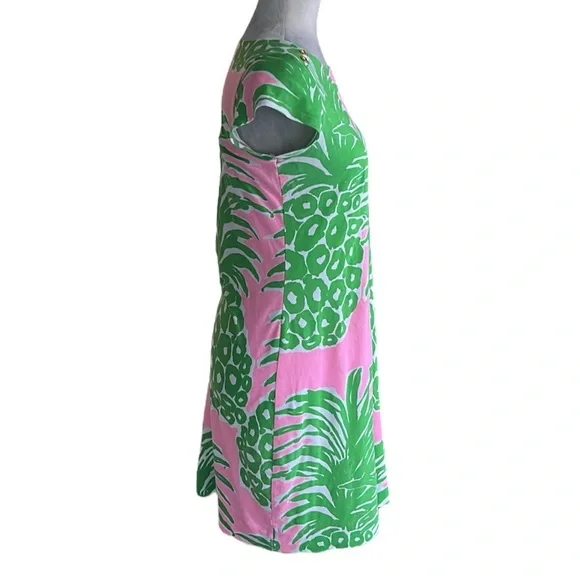 Lilly Pulitzer Loren Pink Green Pink Pout Flamenco Pineapple Knit Mini Dress - S - Picture 7 of 16